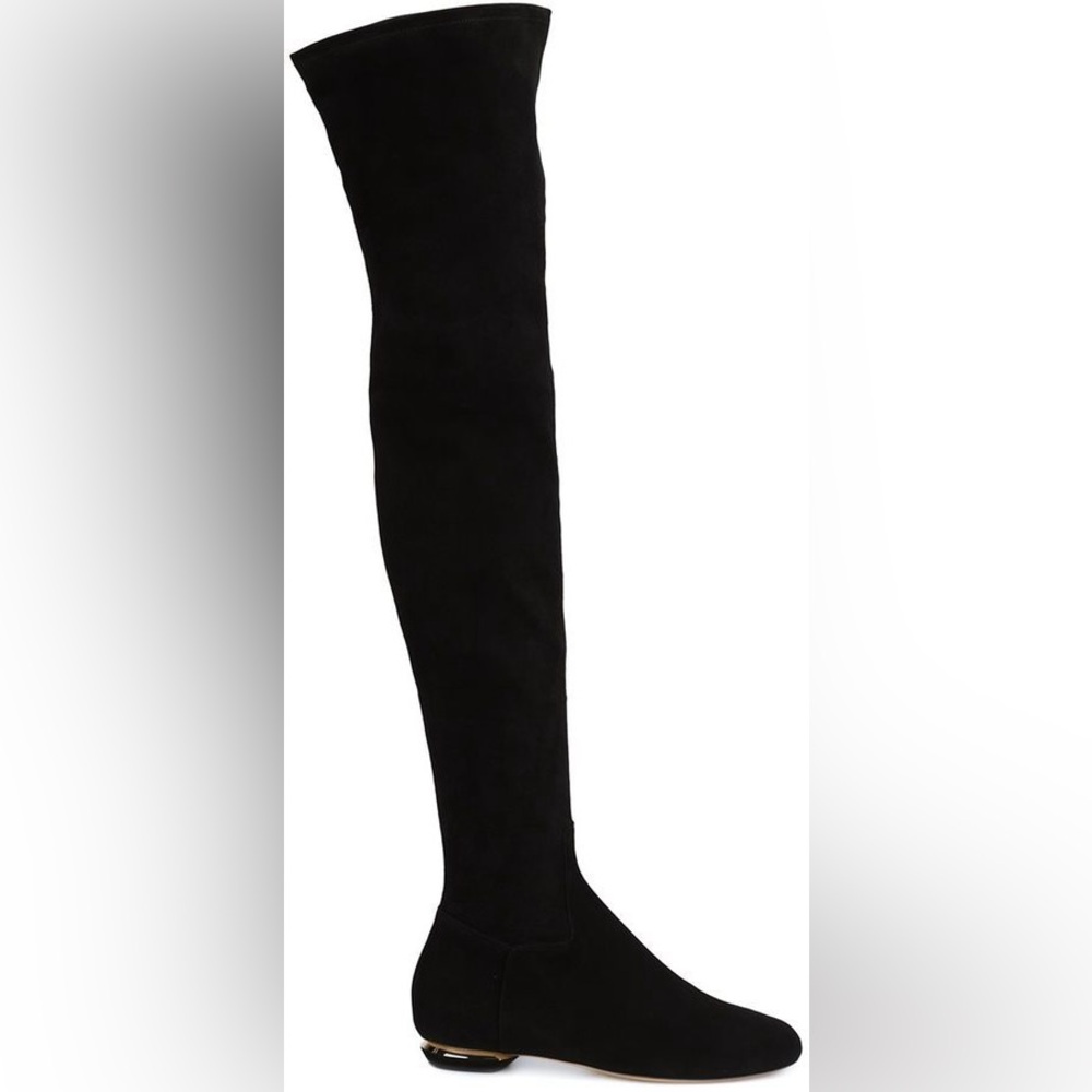 Nicholas Kirkwood Thigh High Suede Tall Boots Flat Heel Size 40.5 (fits 9-9.5)
